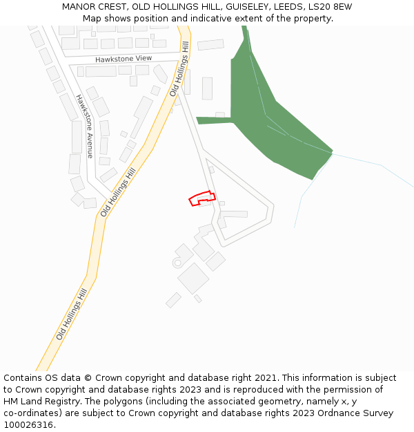 MANOR CREST, OLD HOLLINGS HILL, GUISELEY, LEEDS, LS20 8EW: Location map and indicative extent of plot