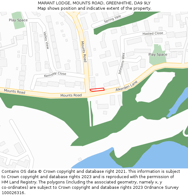 MARANT LODGE, MOUNTS ROAD, GREENHITHE, DA9 9LY: Location map and indicative extent of plot