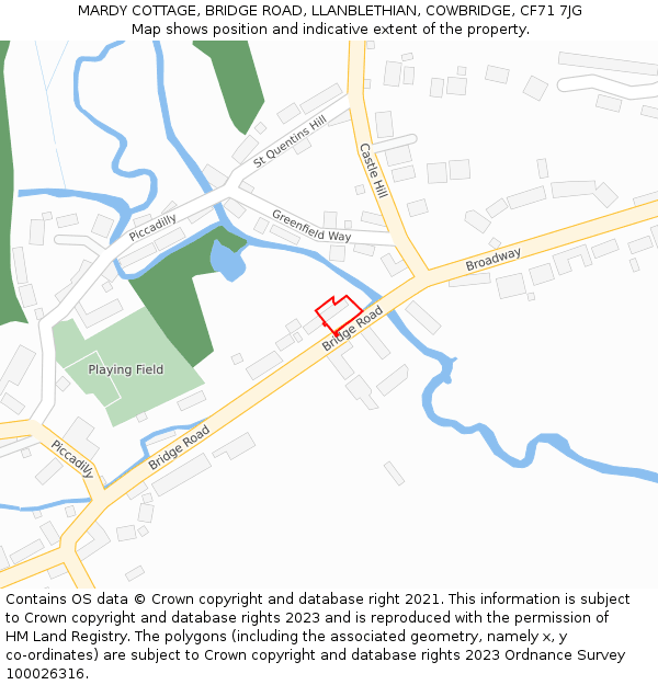 MARDY COTTAGE, BRIDGE ROAD, LLANBLETHIAN, COWBRIDGE, CF71 7JG: Location map and indicative extent of plot