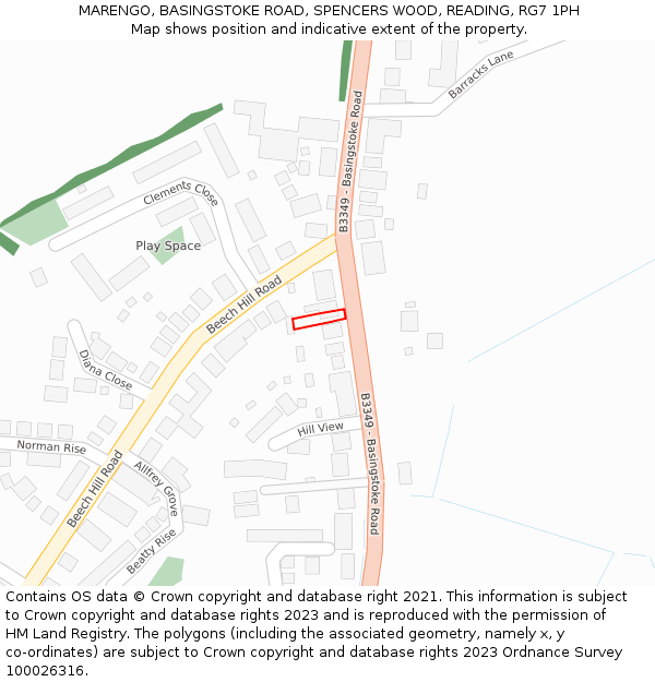 MARENGO, BASINGSTOKE ROAD, SPENCERS WOOD, READING, RG7 1PH: Location map and indicative extent of plot