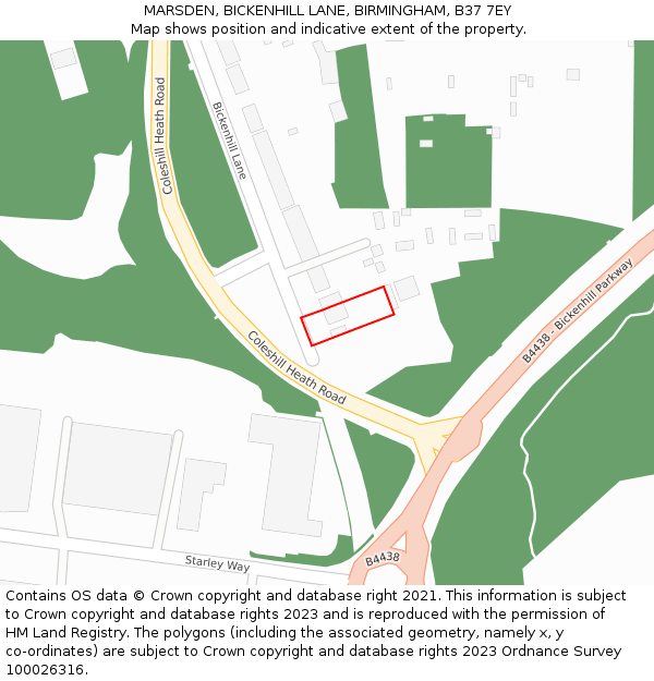 MARSDEN, BICKENHILL LANE, BIRMINGHAM, B37 7EY: Location map and indicative extent of plot