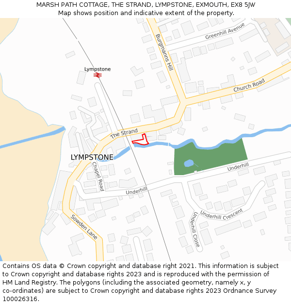 MARSH PATH COTTAGE, THE STRAND, LYMPSTONE, EXMOUTH, EX8 5JW: Location map and indicative extent of plot