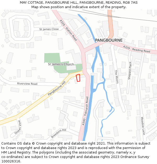 MAY COTTAGE, PANGBOURNE HILL, PANGBOURNE, READING, RG8 7AS: Location map and indicative extent of plot