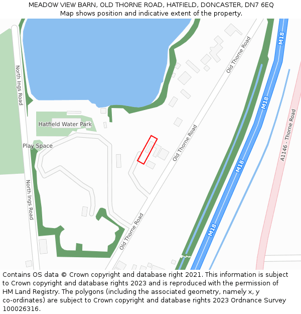 MEADOW VIEW BARN, OLD THORNE ROAD, HATFIELD, DONCASTER, DN7 6EQ: Location map and indicative extent of plot