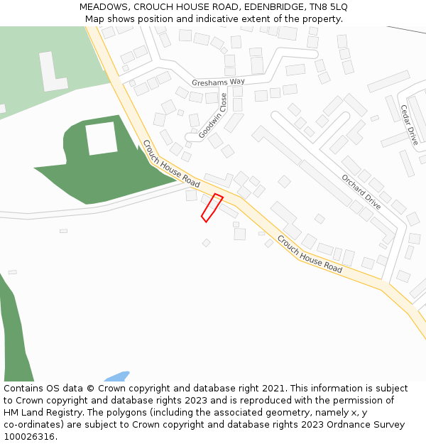 MEADOWS, CROUCH HOUSE ROAD, EDENBRIDGE, TN8 5LQ: Location map and indicative extent of plot