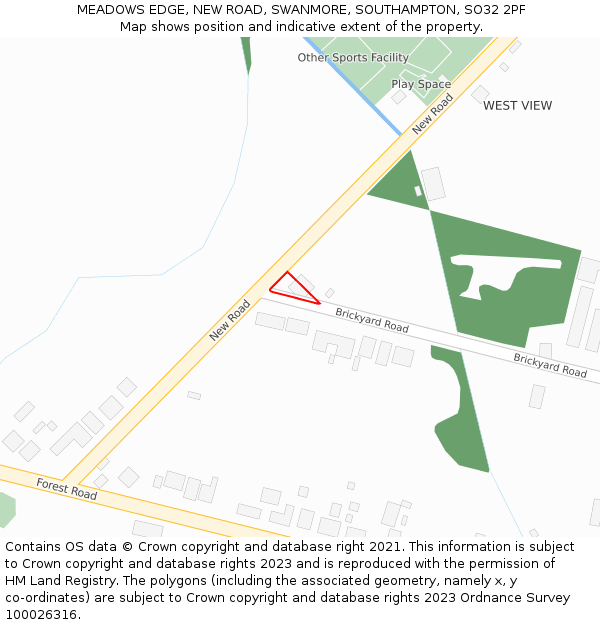 MEADOWS EDGE, NEW ROAD, SWANMORE, SOUTHAMPTON, SO32 2PF: Location map and indicative extent of plot