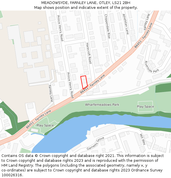 MEADOWSYDE, FARNLEY LANE, OTLEY, LS21 2BH: Location map and indicative extent of plot