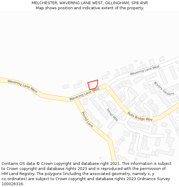 MELCHESTER, WAVERING LANE WEST, GILLINGHAM, SP8 4NR: Location map and indicative extent of plot