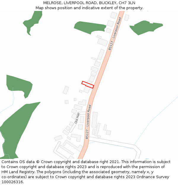 MELROSE, LIVERPOOL ROAD, BUCKLEY, CH7 3LN: Location map and indicative extent of plot