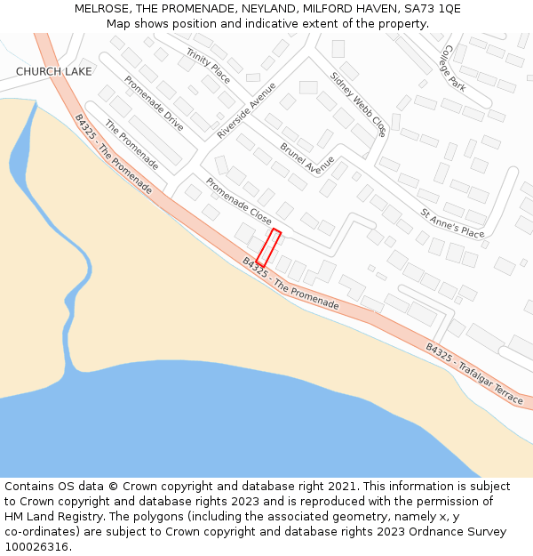 MELROSE, THE PROMENADE, NEYLAND, MILFORD HAVEN, SA73 1QE: Location map and indicative extent of plot