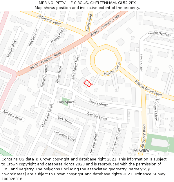 MERINO, PITTVILLE CIRCUS, CHELTENHAM, GL52 2PX: Location map and indicative extent of plot