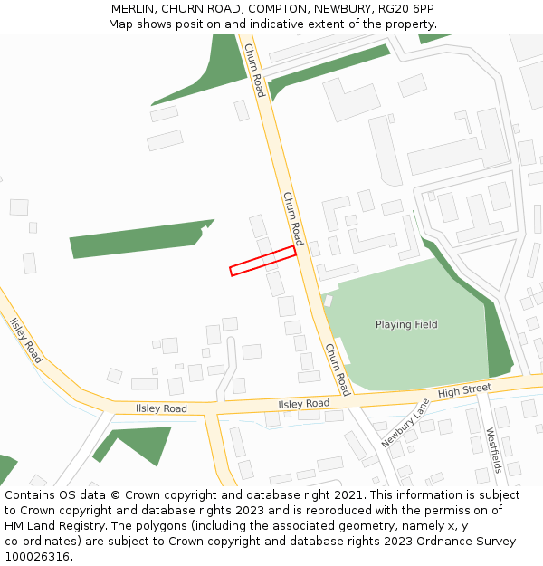 MERLIN, CHURN ROAD, COMPTON, NEWBURY, RG20 6PP: Location map and indicative extent of plot