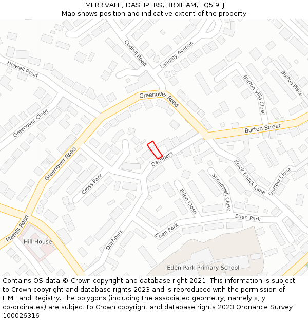 MERRIVALE, DASHPERS, BRIXHAM, TQ5 9LJ: Location map and indicative extent of plot