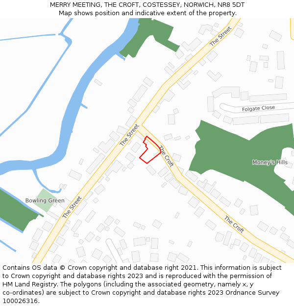 MERRY MEETING, THE CROFT, COSTESSEY, NORWICH, NR8 5DT: Location map and indicative extent of plot