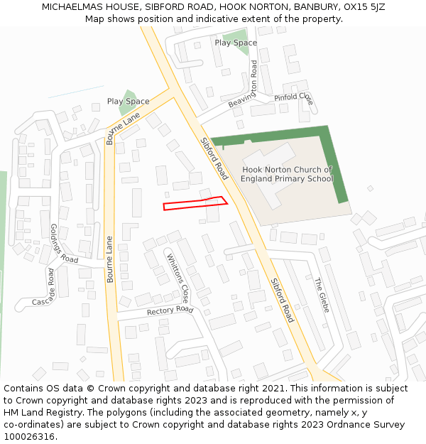 MICHAELMAS HOUSE, SIBFORD ROAD, HOOK NORTON, BANBURY, OX15 5JZ: Location map and indicative extent of plot