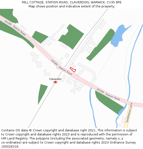 MILL COTTAGE, STATION ROAD, CLAVERDON, WARWICK, CV35 8PE: Location map and indicative extent of plot