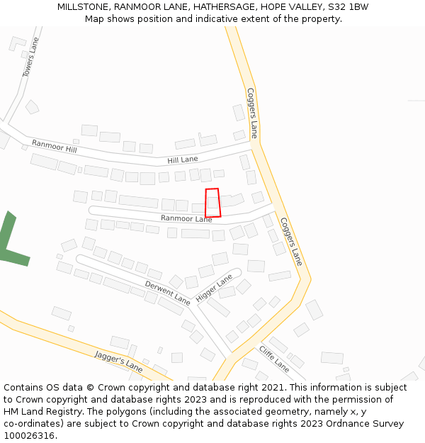 MILLSTONE, RANMOOR LANE, HATHERSAGE, HOPE VALLEY, S32 1BW: Location map and indicative extent of plot