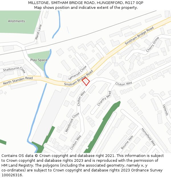 MILLSTONE, SMITHAM BRIDGE ROAD, HUNGERFORD, RG17 0QP: Location map and indicative extent of plot