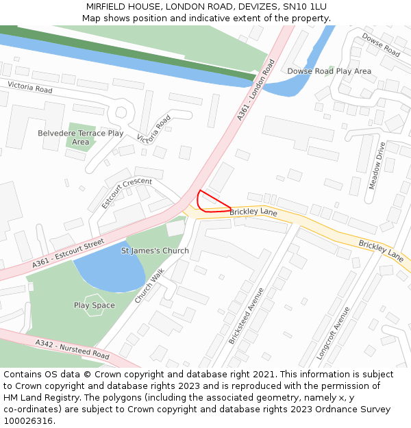 MIRFIELD HOUSE, LONDON ROAD, DEVIZES, SN10 1LU: Location map and indicative extent of plot