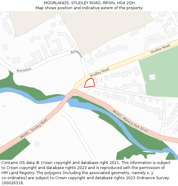 MOORLANDS, STUDLEY ROAD, RIPON, HG4 2QH: Location map and indicative extent of plot