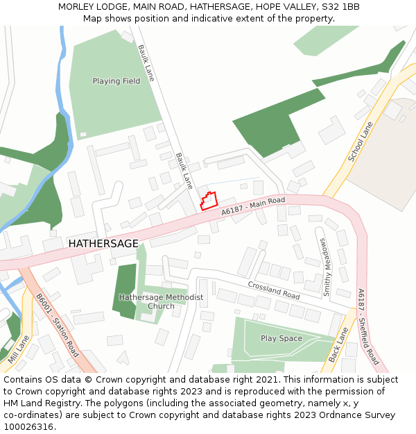 MORLEY LODGE, MAIN ROAD, HATHERSAGE, HOPE VALLEY, S32 1BB: Location map and indicative extent of plot