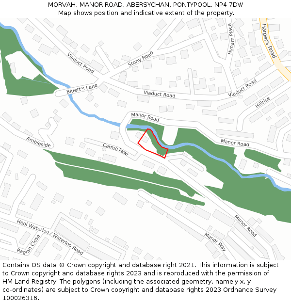 MORVAH, MANOR ROAD, ABERSYCHAN, PONTYPOOL, NP4 7DW: Location map and indicative extent of plot