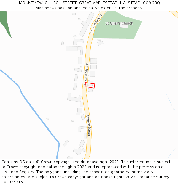 MOUNTVIEW, CHURCH STREET, GREAT MAPLESTEAD, HALSTEAD, CO9 2RQ: Location map and indicative extent of plot