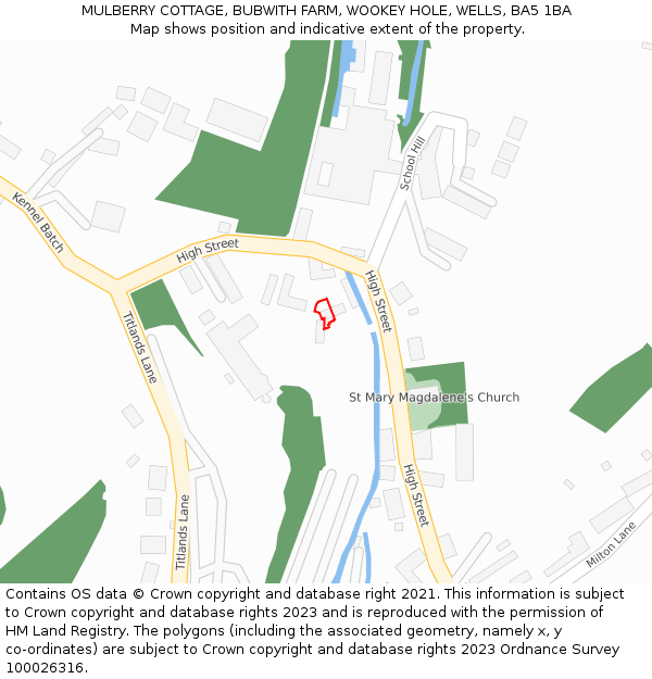 MULBERRY COTTAGE, BUBWITH FARM, WOOKEY HOLE, WELLS, BA5 1BA: Location map and indicative extent of plot