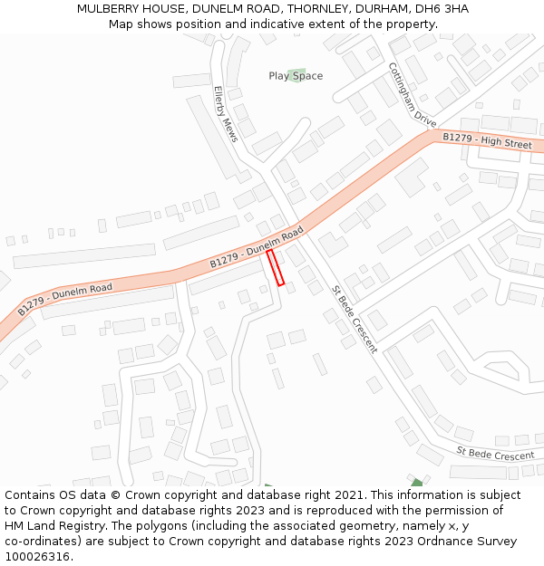 MULBERRY HOUSE, DUNELM ROAD, THORNLEY, DURHAM, DH6 3HA: Location map and indicative extent of plot