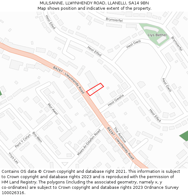 MULSANNE, LLWYNHENDY ROAD, LLANELLI, SA14 9BN: Location map and indicative extent of plot