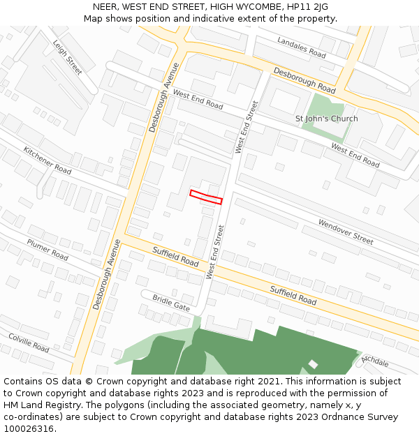 NEER, WEST END STREET, HIGH WYCOMBE, HP11 2JG: Location map and indicative extent of plot