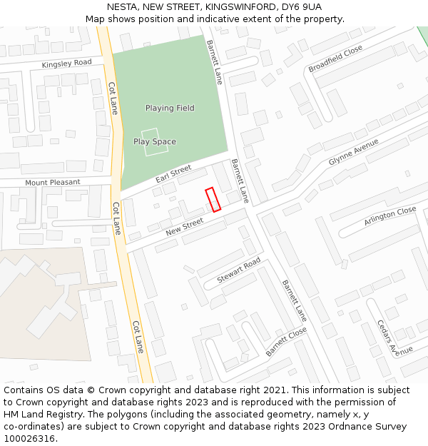 NESTA, NEW STREET, KINGSWINFORD, DY6 9UA: Location map and indicative extent of plot