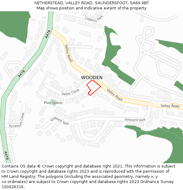 NETHERSTEAD, VALLEY ROAD, SAUNDERSFOOT, SA69 9BT: Location map and indicative extent of plot