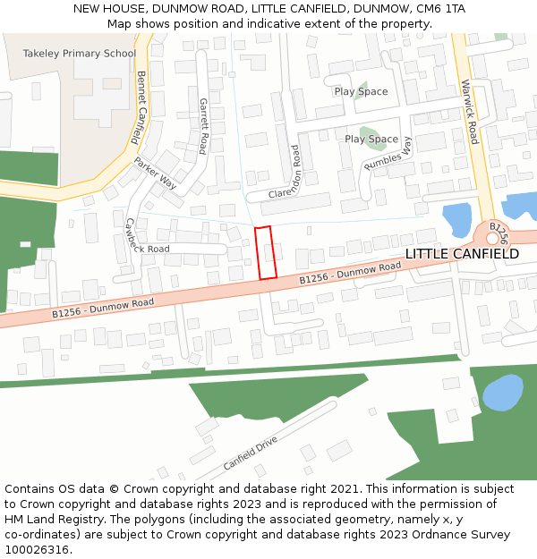 NEW HOUSE, DUNMOW ROAD, LITTLE CANFIELD, DUNMOW, CM6 1TA: Location map and indicative extent of plot