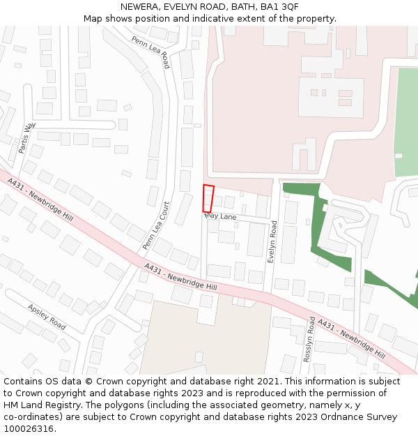 NEWERA, EVELYN ROAD, BATH, BA1 3QF: Location map and indicative extent of plot