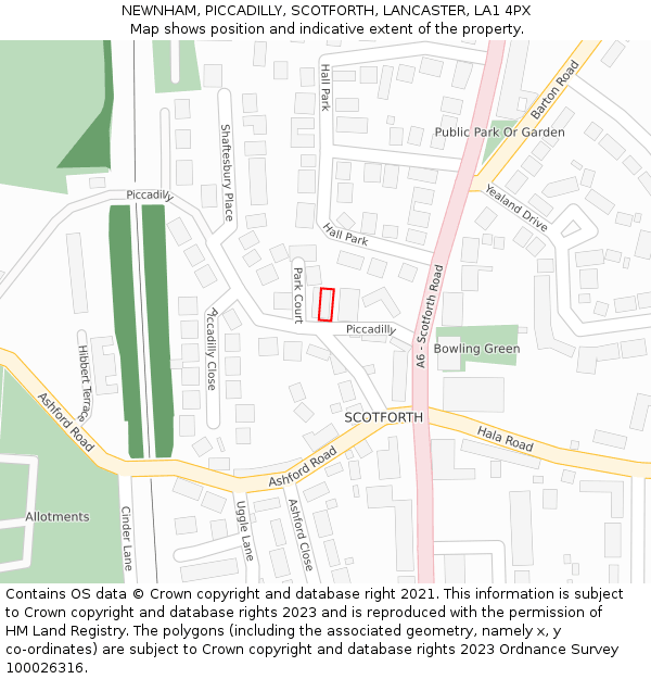 NEWNHAM, PICCADILLY, SCOTFORTH, LANCASTER, LA1 4PX: Location map and indicative extent of plot