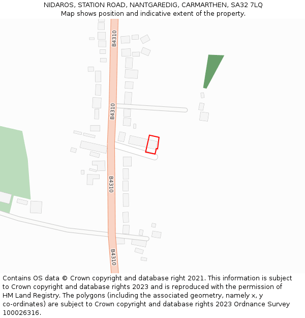 NIDAROS, STATION ROAD, NANTGAREDIG, CARMARTHEN, SA32 7LQ: Location map and indicative extent of plot