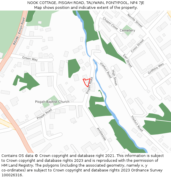 NOOK COTTAGE, PISGAH ROAD, TALYWAIN, PONTYPOOL, NP4 7JE: Location map and indicative extent of plot