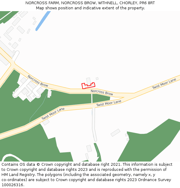 NORCROSS FARM, NORCROSS BROW, WITHNELL, CHORLEY, PR6 8RT: Location map and indicative extent of plot
