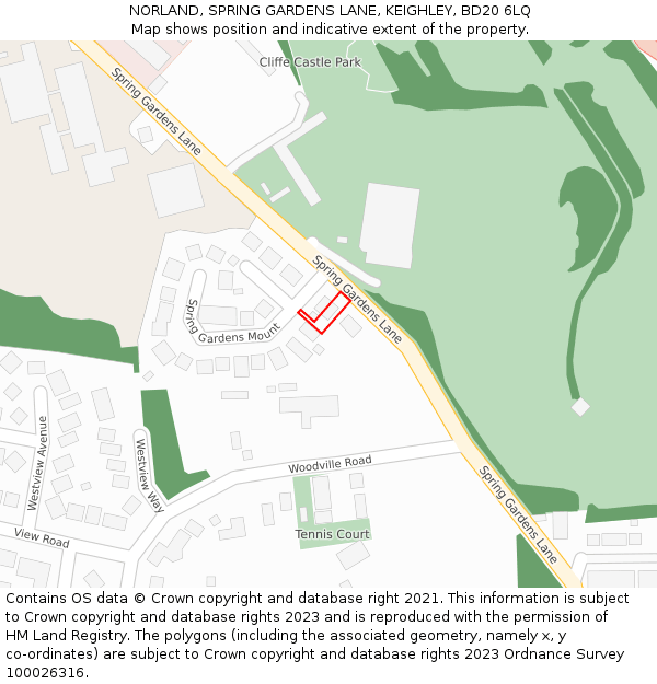 NORLAND, SPRING GARDENS LANE, KEIGHLEY, BD20 6LQ: Location map and indicative extent of plot