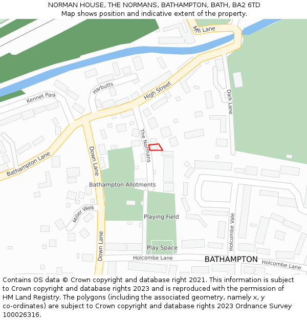 NORMAN HOUSE, THE NORMANS, BATHAMPTON, BATH, BA2 6TD: Location map and indicative extent of plot