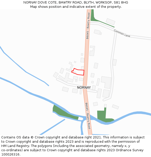 NORNAY DOVE COTE, BAWTRY ROAD, BLYTH, WORKSOP, S81 8HG: Location map and indicative extent of plot