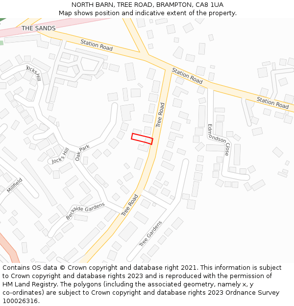 NORTH BARN, TREE ROAD, BRAMPTON, CA8 1UA: Location map and indicative extent of plot