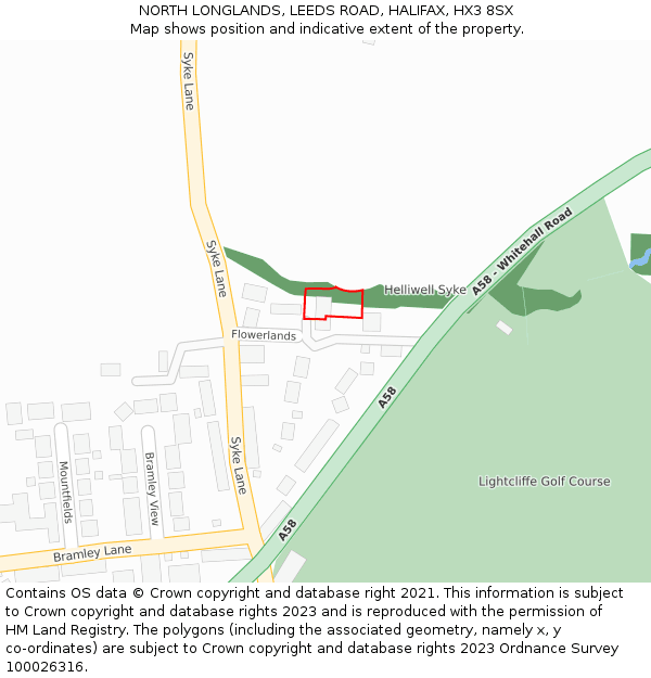 NORTH LONGLANDS, LEEDS ROAD, HALIFAX, HX3 8SX: Location map and indicative extent of plot