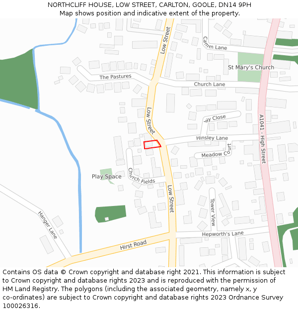 NORTHCLIFF HOUSE, LOW STREET, CARLTON, GOOLE, DN14 9PH: Location map and indicative extent of plot