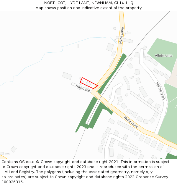 NORTHCOT, HYDE LANE, NEWNHAM, GL14 1HQ: Location map and indicative extent of plot