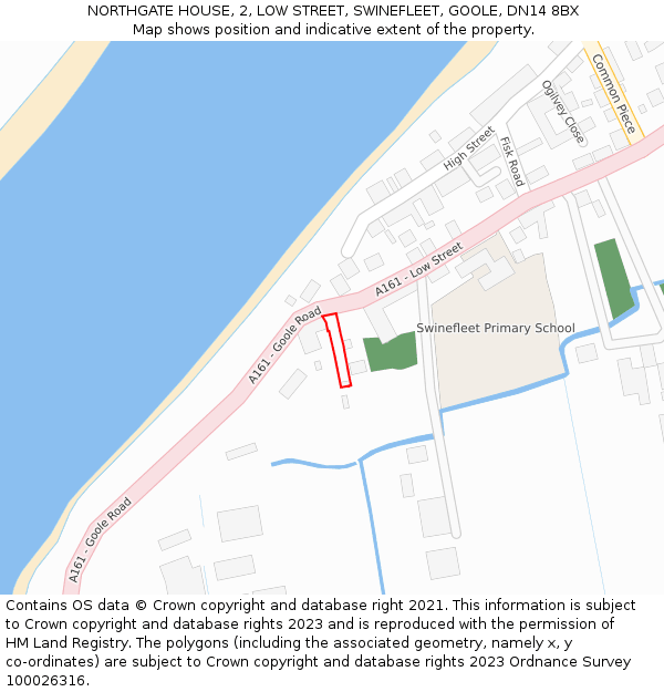 NORTHGATE HOUSE, 2, LOW STREET, SWINEFLEET, GOOLE, DN14 8BX: Location map and indicative extent of plot