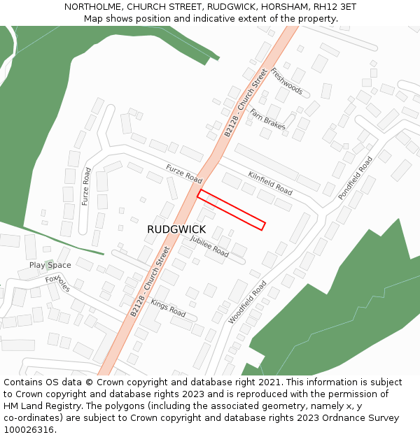 NORTHOLME, CHURCH STREET, RUDGWICK, HORSHAM, RH12 3ET: Location map and indicative extent of plot