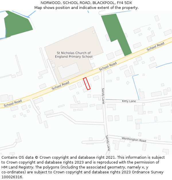 NORWOOD, SCHOOL ROAD, BLACKPOOL, FY4 5DX: Location map and indicative extent of plot