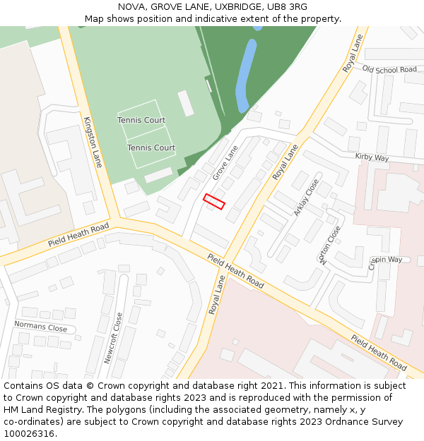 NOVA, GROVE LANE, UXBRIDGE, UB8 3RG: Location map and indicative extent of plot